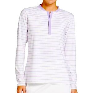 NWT Prince Women's Fashion Stripe 1/4 Zip Tennis Long Sleeve Top sz XL